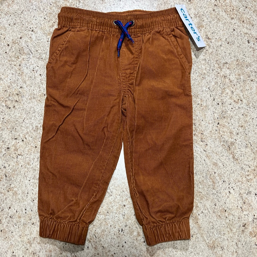 NWT Carter’s Baby Boy Corduroy Jogger Pants - Brown - Size 12 Month